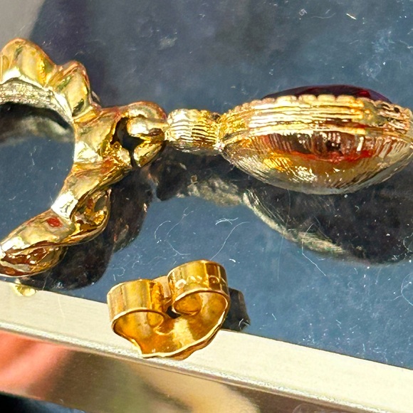 Vintage Gold Stamped Avon Amethyst Diamond Stud Earrings - Picture 7 of 7